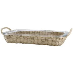 Chic Antique Glas Tablett mit geflochtenem Tablett, Auflaufform, H5/L39,5/B24,5 cm