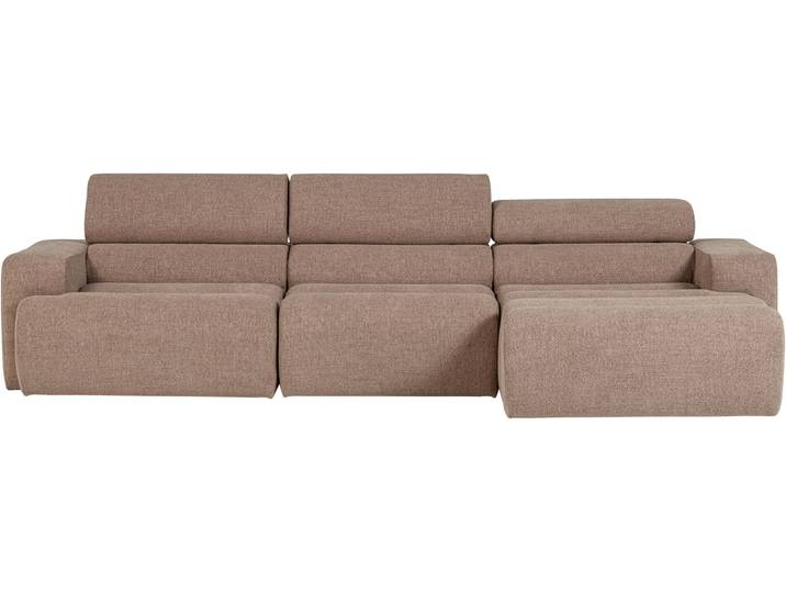 Ecksofa WOOOD Novi Chaiselongue Bezug mit verstellbarer Nackenstütze 300x173x73 cm , braun (taupe), B:300cm H:73cm T:173cm, Sofas, Ecksofa, Rechts, Tragkraft 360 kg, Maximale Verschleißfestigkeit, Bouclé-Bezug