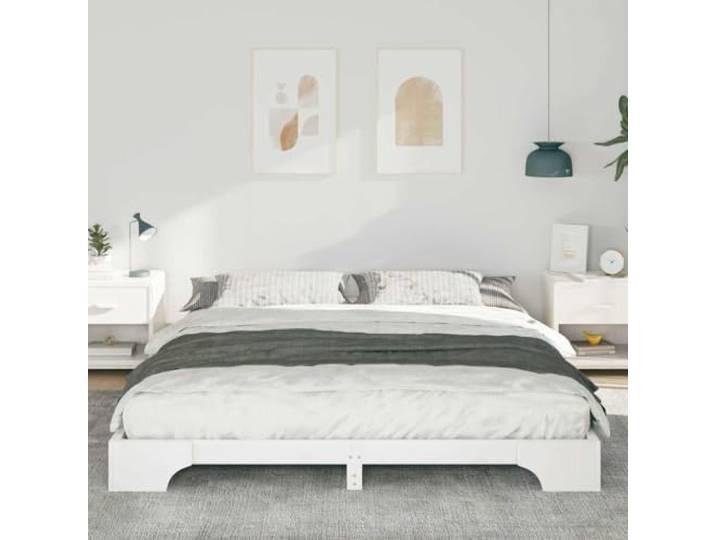 KTHLBRH Bett weiß 200 x 210 cm Kiefer massiv Lattenrost, modernes Design, einfache Wartung, Traglast 200 kg