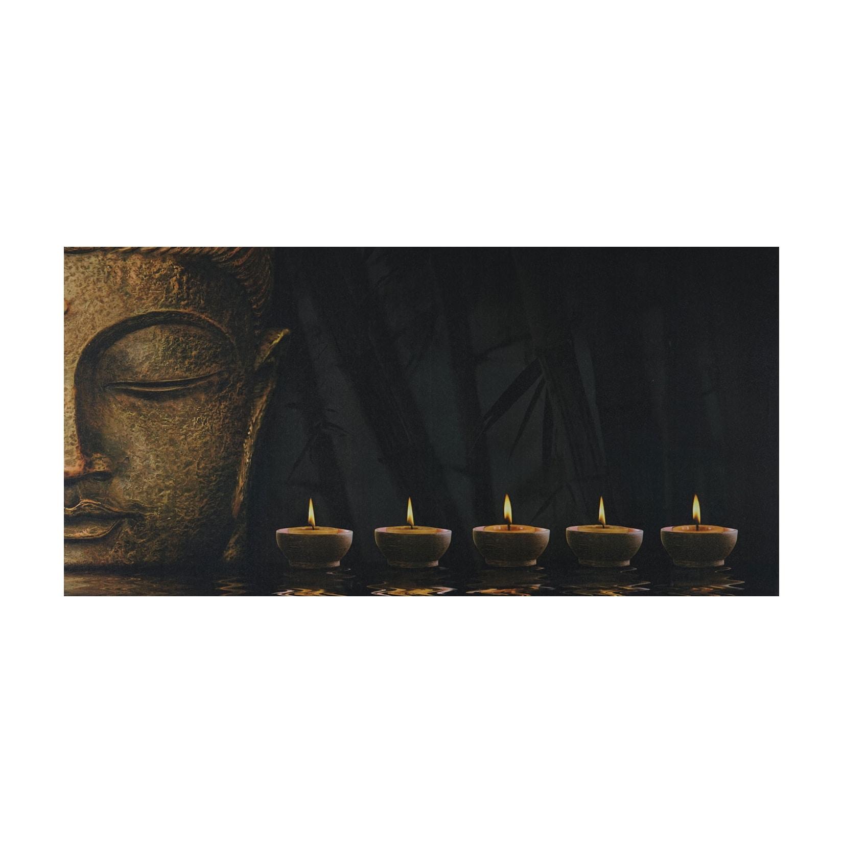 LED-Bild, Leinwandbild Wandbild Leuchtbild, Timer MVG-zertifiziert ~ 110x55cm Buddha, flackernd