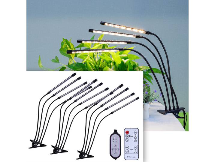3er-Set Vollspektrum LED-Pflanzenlampe mit 4 Schwanenhälse, Dimmbar & Timerfunktion