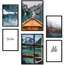 POSTER Set Mit 6 Wintersee Wandbild A3 & A4 Rahmenlos