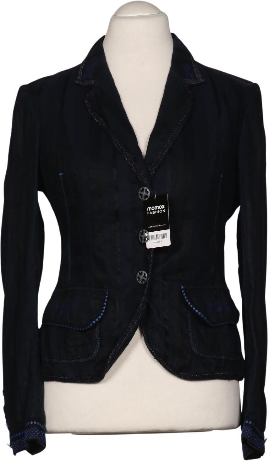 High Damen Blazer, Marineblau, Gr. EU 40, Leinen / Viskose / Baumwolle - Second Hand