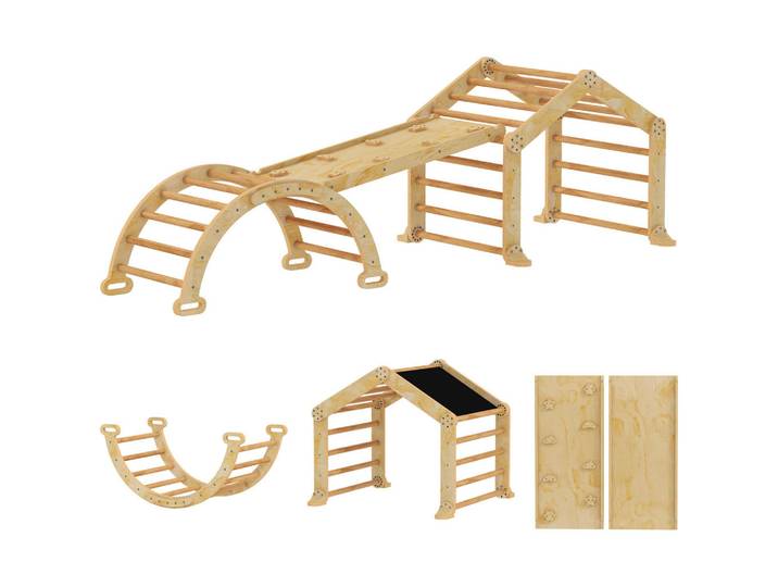 Jamb Indoor-Klettergerüst Ada Naturholz Holz, Hellbraun, 100x48x52.5 cm, Spielzeug, Sonstiges Spielzeug