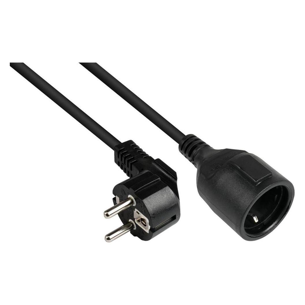 Varia Verlängerung Schutzkontakt-Stecker Typ E+F (gewinkelt) an Buchse Typ F, schwarz, 1,50 mm², 2 m (2 m, Typ 13) (408873)