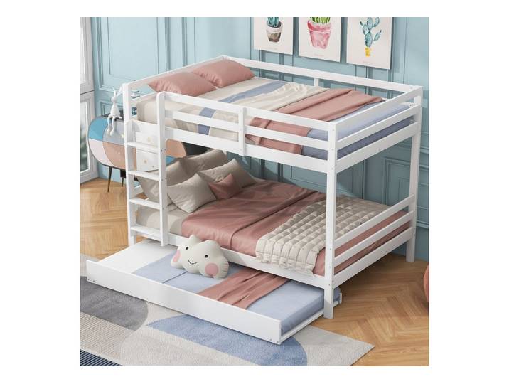 HAUSS SPOLE Etagenbett 140x200 mit matratze Kindbett mit Treppe & Ausziehbett, Hohe Geländer