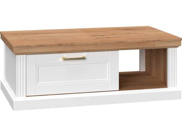 Couchtisch GOODPRODUCT Tara , weiss (weiß matt, pacific walnut, pacific walnut), B:110cm H:40cm T:61cm, Tische, Couchtisch, lackiert mit wasserbasiertem UV-Lack, mit Soft-Close-Funktion