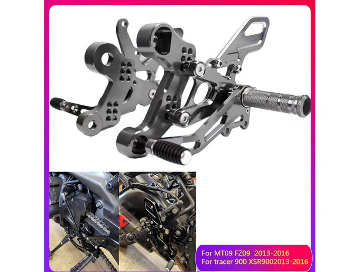 Pour Yamaha MT09 FZ09 MT-09 FZ-09 Tracer 900 2013-16 Repose-pieds arrière réglables, pédales, repose-pieds MT 09 XSR900