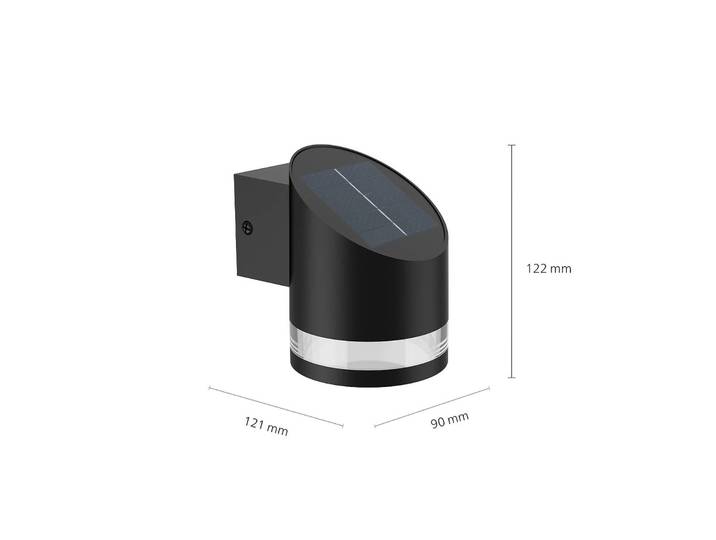 Philips LED-Solar-Wandleuchte Fyve, schwarz, Kunststoff, Modern, Solarleuchte außen