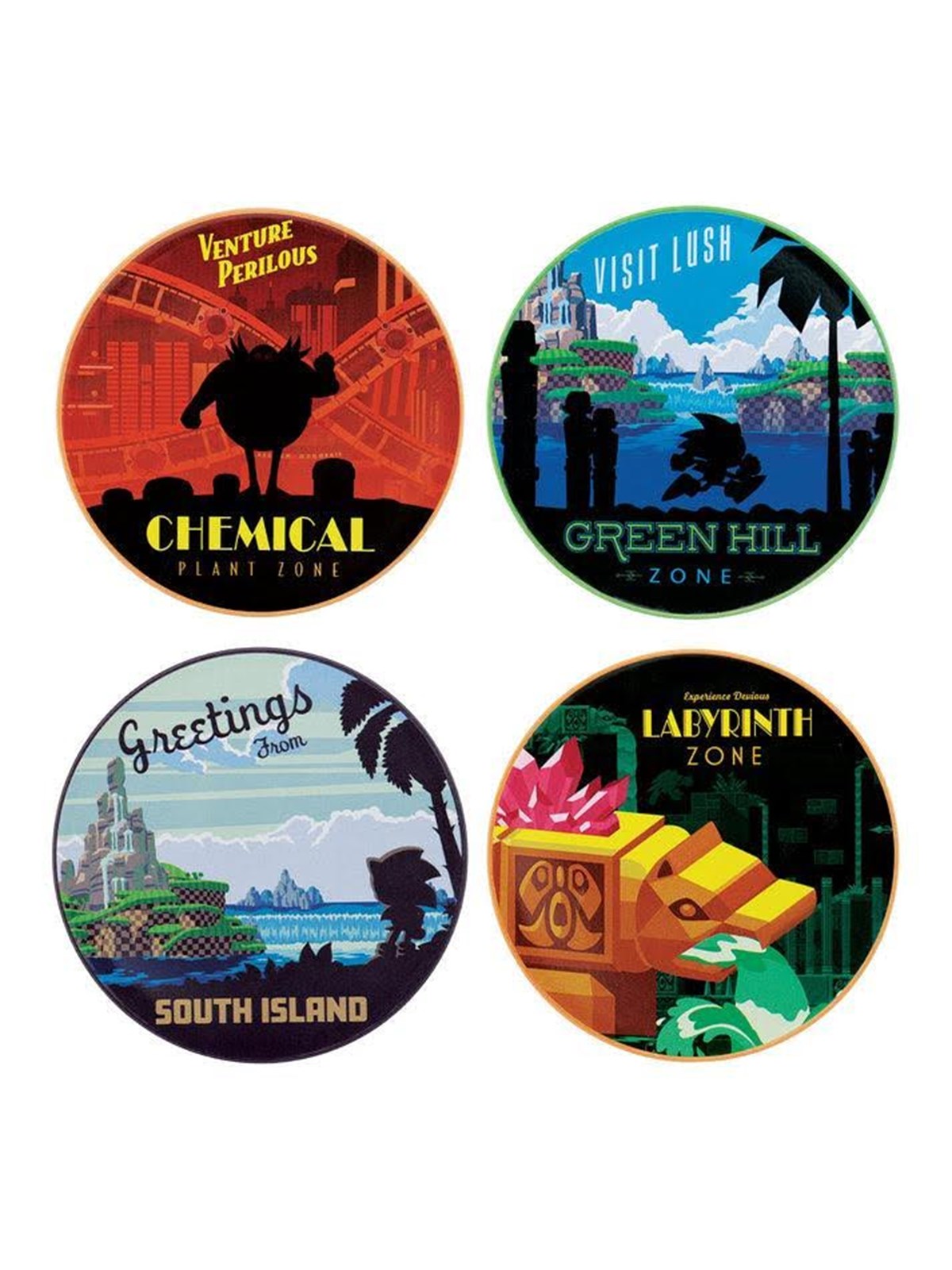 FaNaTtik - Sonic The Hedgehog - Set of 4 Location Coasters - Untersetzer
