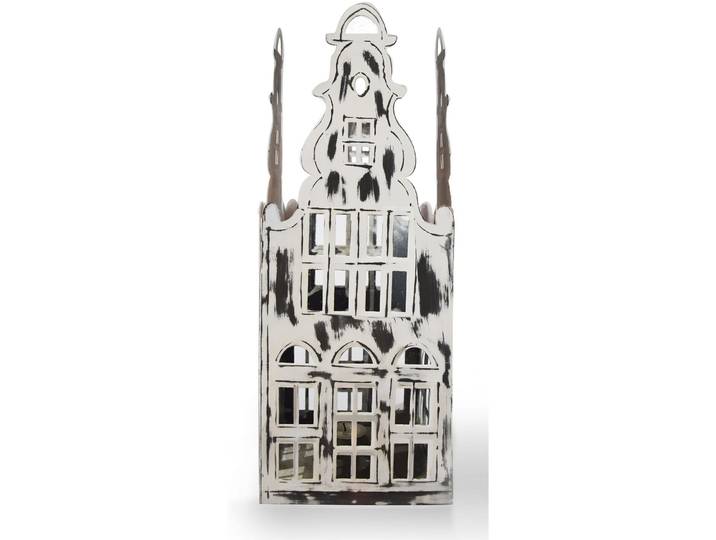 Windlicht Green House & Park Palace hellgrau Metall H 40 cm