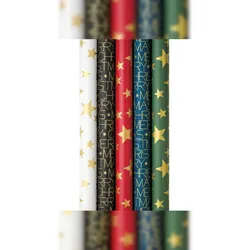 ZOEWIE Weihnachtspapier Golden Glam Recy. Papier 80 g/m2, Metallic-Relieffarbe sortiert 1,5m x 70cm  25 Stück