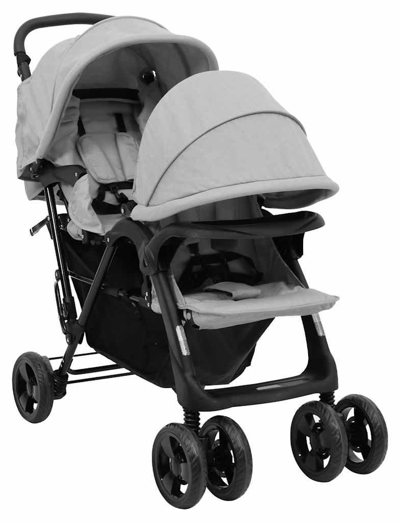 Selius Tandem Buggy Dubbele Kinderwagen Lichtgrijs