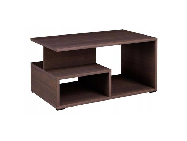 Table Basse PRIMA Wengé - Table de salon avec 2 étagères - 90x51x45 cm