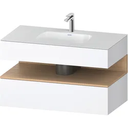 Duravit Collection One Einbauwaschtisch mit Konsolenwaschtischunterbau, 1000x550x600mm, Nische Eiche Natur, QA4786030180010, Farbe: Weiß Matt/mit Nischenbeleuchtung
