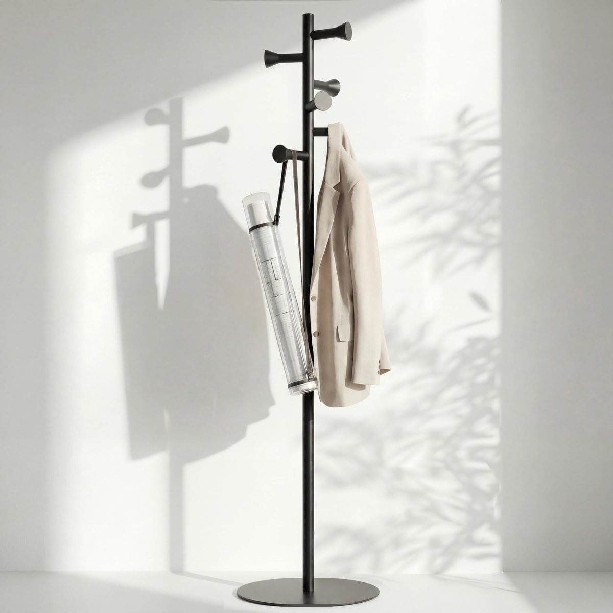 SnelShoppen Vrijstaande Kapstok van Metaal - Zwart - Modern en Minimalistisch