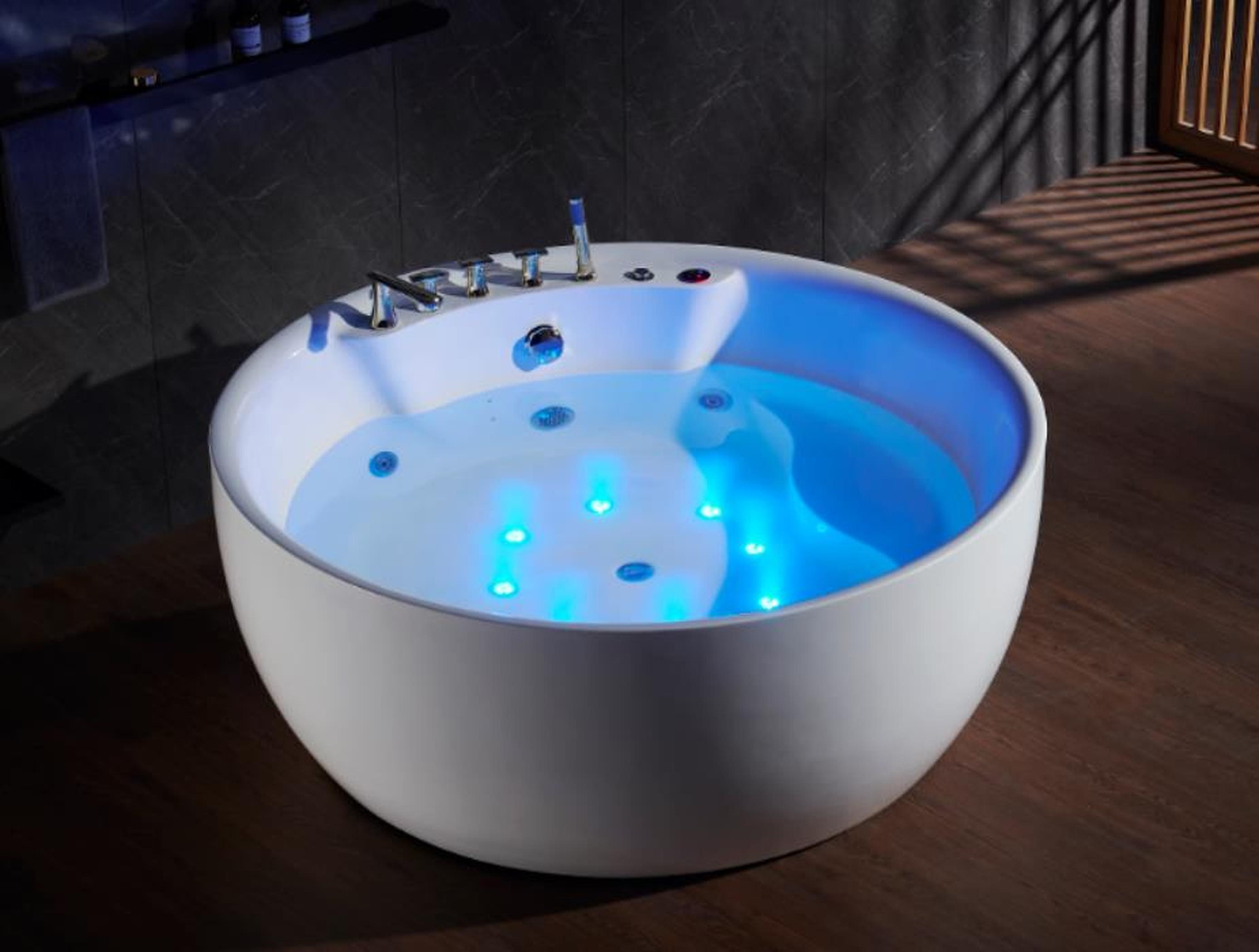 Rund Badewanne Whirlpool Wanne Relax Wannen Spa Weiß 150cm Sprudel Massagedüsen