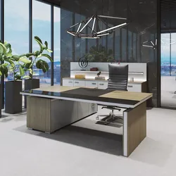 Höhenverstellbarer Chefschreibtisch mit Sideboard Ariaro
