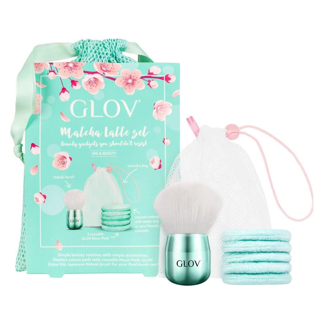 Glov SET Matcha Latte Moon Pads waciki do demakijażu + Kabuki Makeup Brush pędzel do makijażu + (Gesichtspflege Set) (01707)