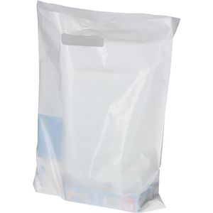 Böttcher-AG Plastiktüten Premium weiß, 38 x 45 x 5cm, mit verstärktem Griffloch, 100 Stück