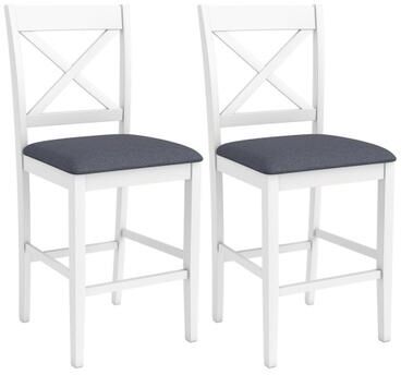 Costway Set of 2 X-Back Bar Stools with Upholstered Cushioned Seats-White