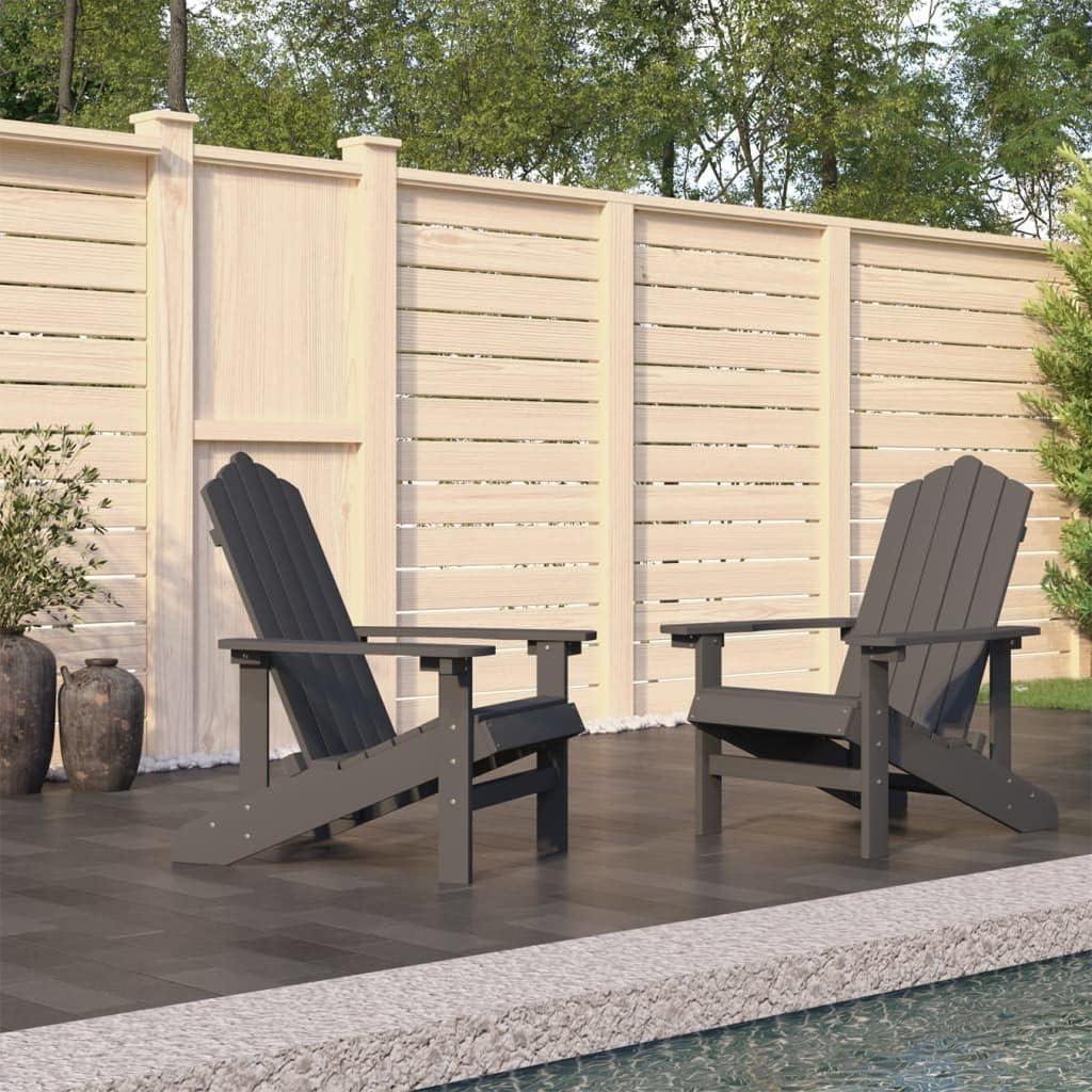 2 STK. Adirondack-Gartenstühle & Gartenstühle Anthrazit HDPE Terrassenstühle Gartenstuhl für Garten, Innenhof, Terrasse (73x83x92 cm)