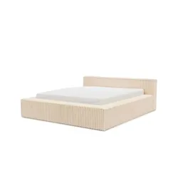 S-STYLE Polsterbett Cord  mit Bettkasten und Lattenrost Noord ¦ beige ¦ Maße (cm): B: 202 H: 73