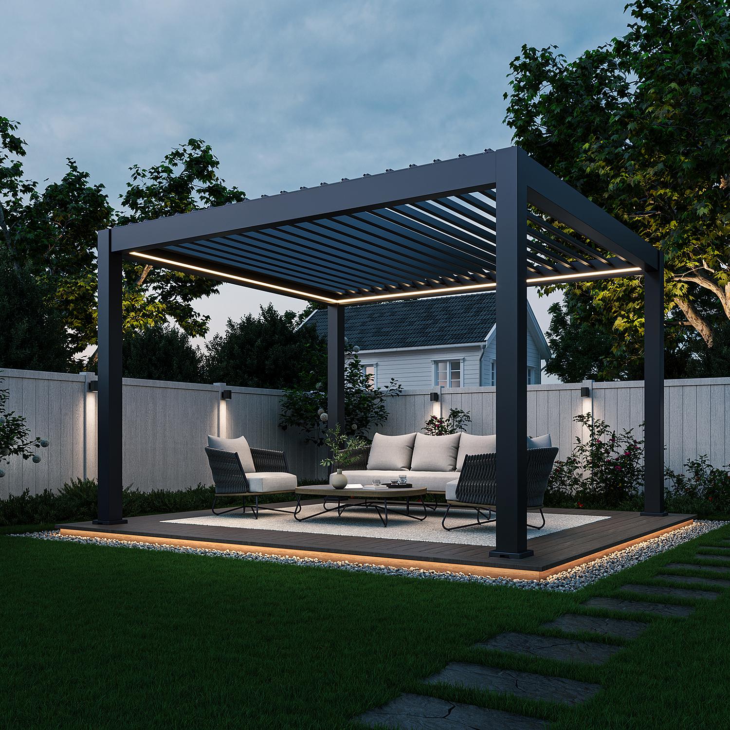 Weide Prestige Pergola Aluminium 3,6x4m mit Lamellendach inkl. LED