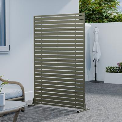Lirago Metal Privacy Screen Freestanding Outdoor Divider Rust-Proof Galvanized Steel Decorative Fence Panel