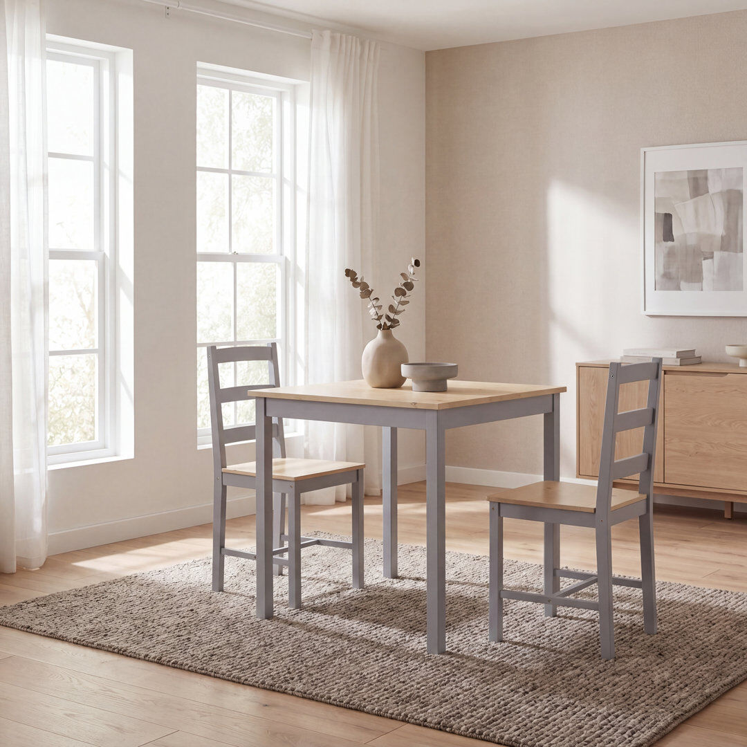 Marlow Home Co. Anavia 2 -Person Pine Solid Wood Dining Set Yellow;Grey/ Pine 2