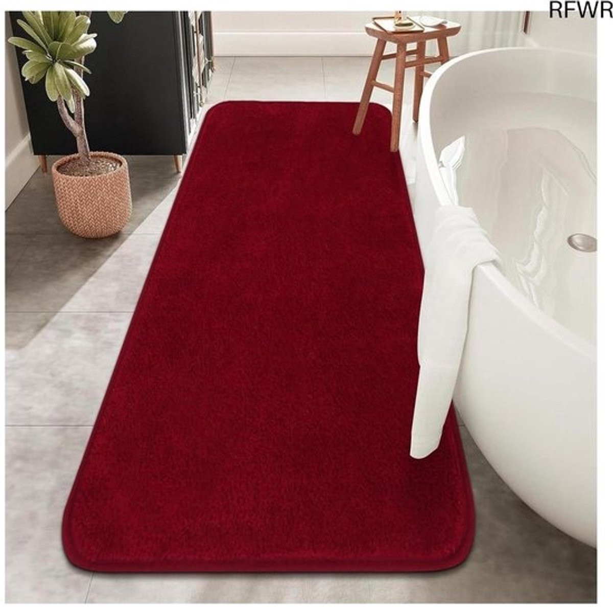 RFWR Antislip Badkamermat Rood - Microvezel Badmat 50 x 120 cm