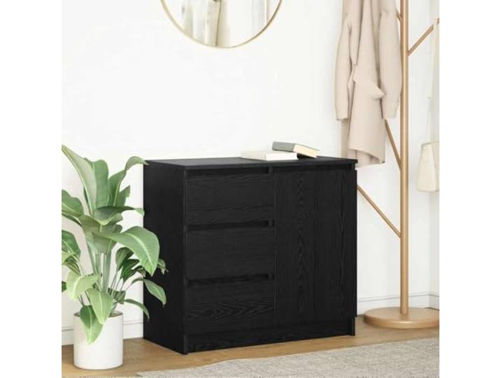RJPLMFV Anrichte aus Holz, Ingenieurwesen, Schwarz, 71 x 35 x 65 cm, 2 Mehrzweck-Aufbewahrungsmöbel, konfigurierbar, leicht zu reinigende Oberfläche, Wandbefestigung inklusive
