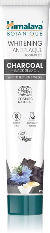 Himalaya Herbals Whitening Antiplaque Charcoal + Black Seed Oil dentifrice blanchissant au charbon actif 75 ml