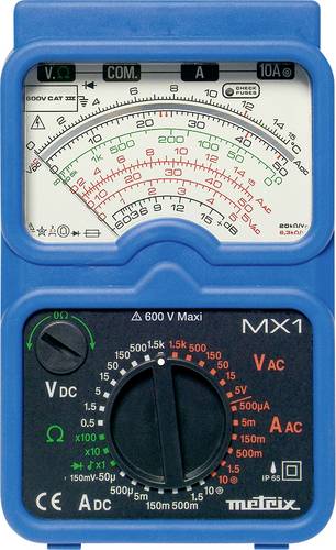 Metrix MX 1 Hand-Multimeter analog Spritzwassergeschützt (IP54), Strahlwassergeschützt (IP65) CAT III 600V