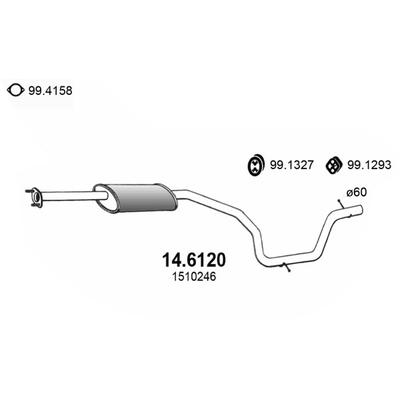 ASSO Mittelschalldämpfer 146120 für Ford