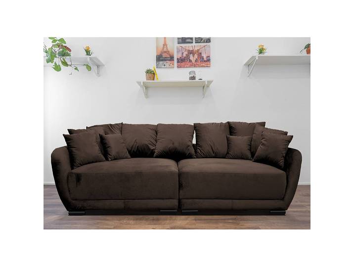 Bigsofa Tarnos Braun/Dunkelbraun Samt Ravi 293 x 88 x 112cm Modern