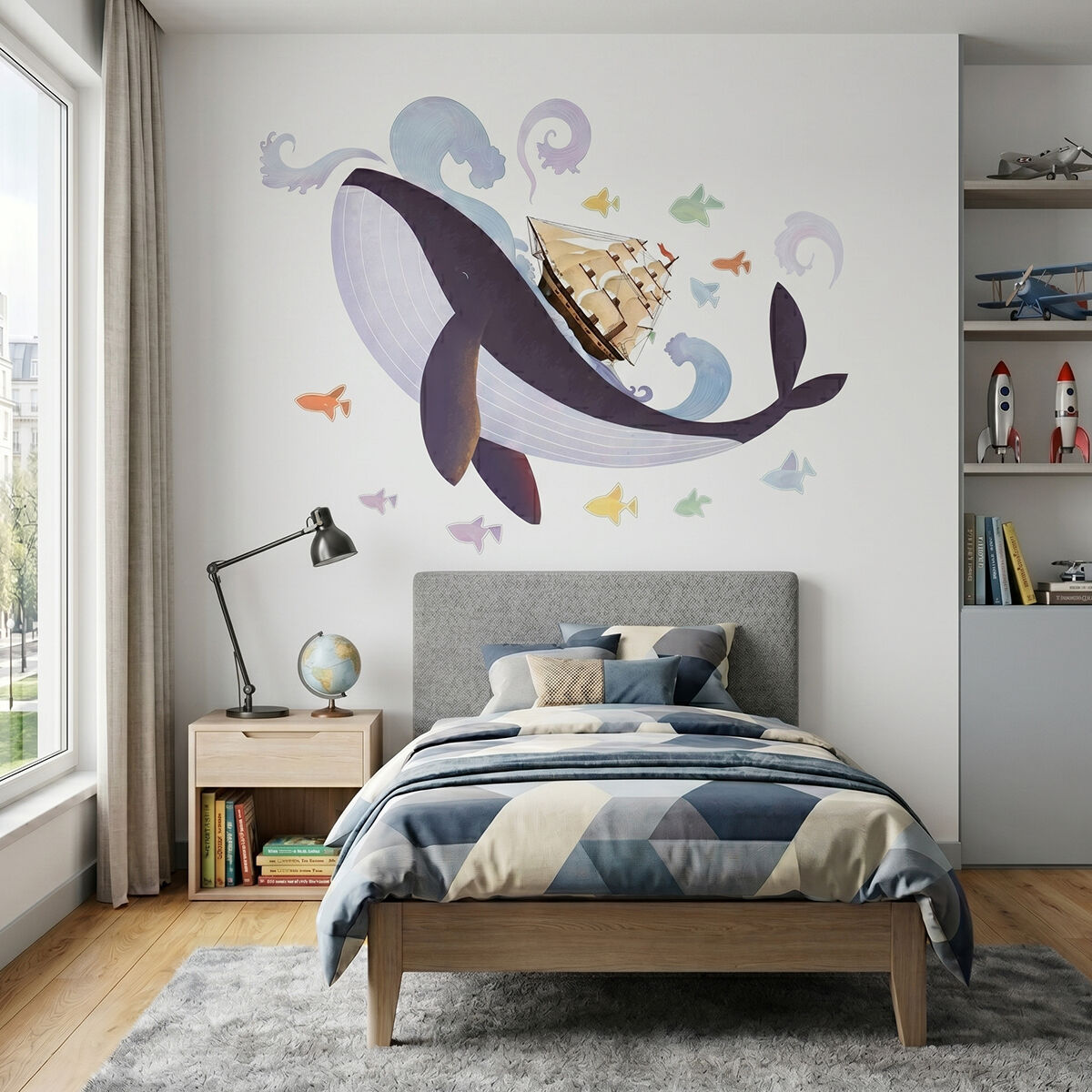 Ambiance-sticker Stickers Baleine et Bateau Pirate