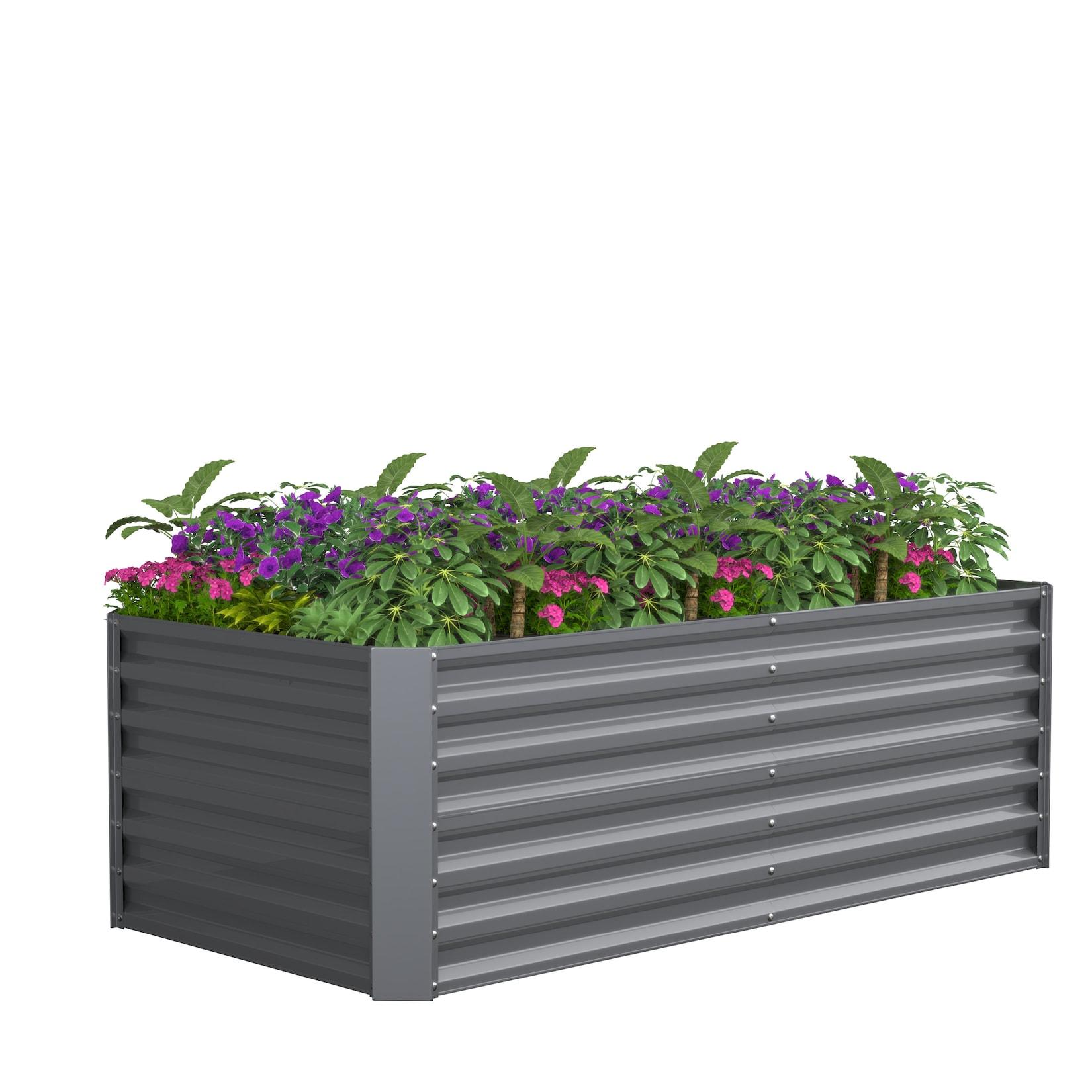 VCM Metall Hochbeet 120x60x57 cm – Rechteckiger Pflanzkasten für Garten & Terrasse – Großes Gartenbeet aus Metall, Pflanzenbeet ohne Boden, Galdo L