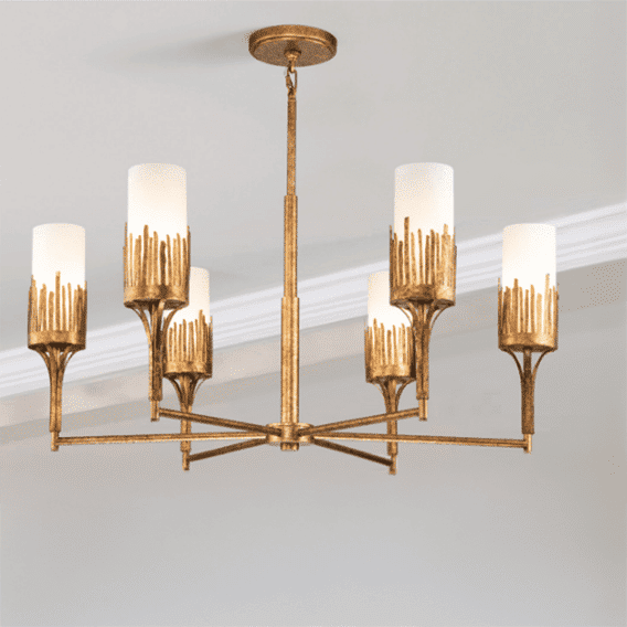 Nyx Antique Gold 6 Light Glass Ceiling Pendant