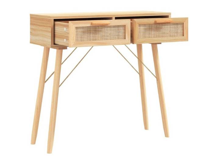 Table d'appoint Console Vidaxl Marron 80x30x75 cm Bois massif pin /rotin naturel T48