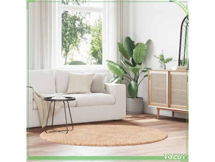 Tapis shaggy - FAFEISY - NAVARRA - beige - 160x160 cm - antidérapant