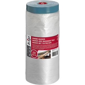 KIP Abdeckfolie 233-25, Gewebeband-Masker, 2in1, transparente PE-Folie mit Klebeband, 8 my, 260 cm x 17 m