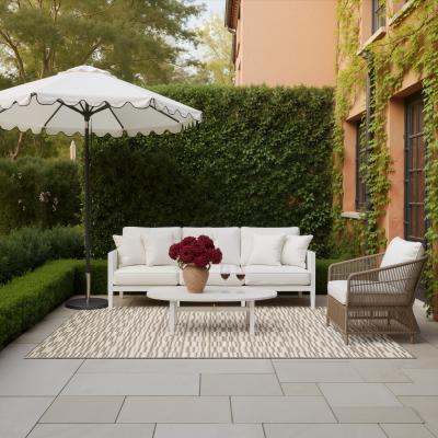 ROW Zarina Staggered Linear Stripe Beige / Tan Indoor/Outdoor Area Rug