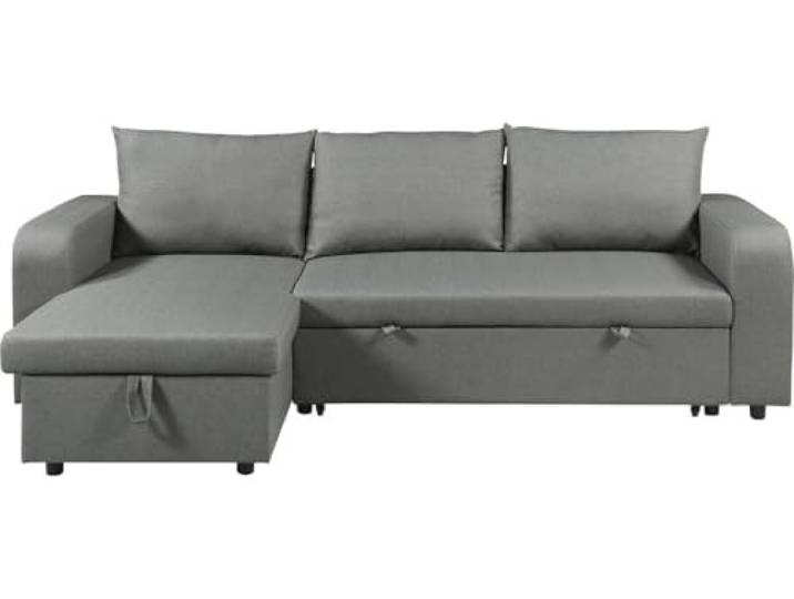 Wendbares/ausziehbares Ecksofa aus Stoff Victor – 3-Sitzer – Grau