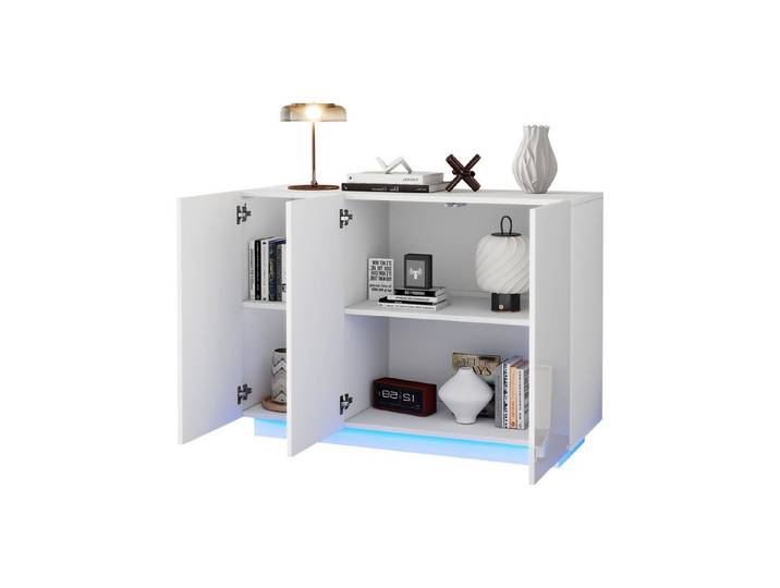 Odikalo Sideboard Esszimmerschrank Anrichte Sockel Kommode Foyer Schrank Schließfach LED, 120*40*75CM