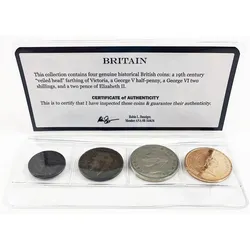 4 Münzen aus 4 Epochen - Großbritannien