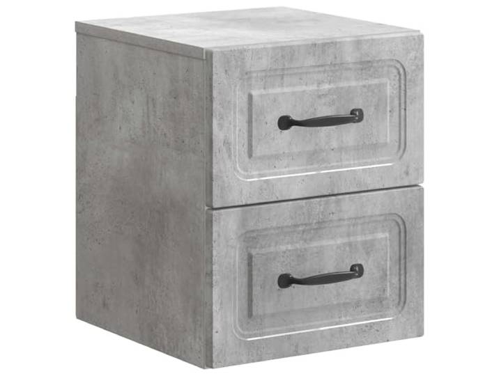 KUPTYERFG Nachttisch Wandmontiert Betongrau 34,5x33x40 cm Schwebendes Design spart Bodenfläche im Schlafzimmer, zwei Schubladen bieten geordneten Stauraum für Abendlektüre.