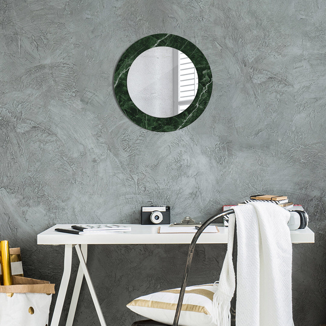 East Urban Home Huldar Glass Flat Mirror Green Green Marble 50cm H x 50cm W