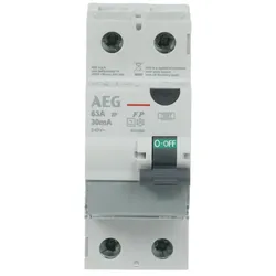 AEG FP AI 2 63/030 - FI-Schalter 2P Typ AI KURZZEITVERZÖGERT, 63A, 30mA, 2TE 4TQA603350R0000 FPAI263030
