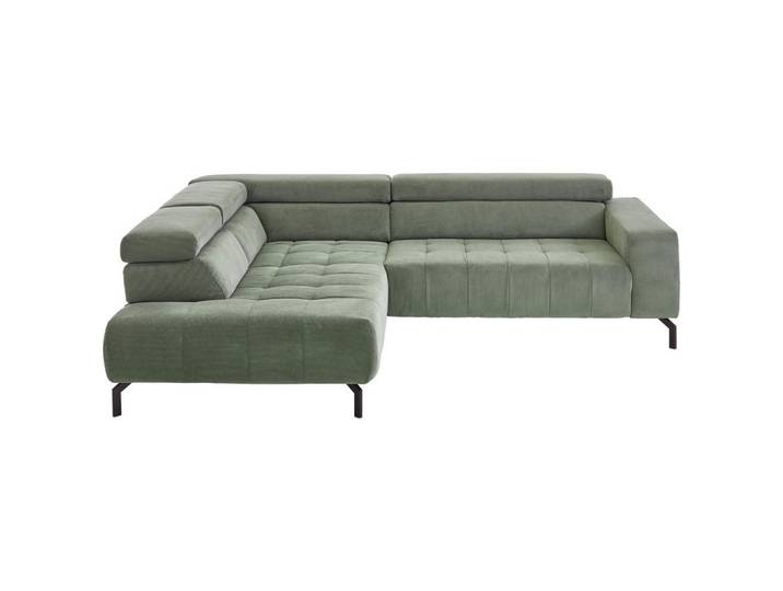 Beldomo Style Ecksofa, Waldgrün, Metall, L-Form, Ottomane links, 261x214 cm, Goldenes M, Wohnzimmer, Sofas & Couches, Wohnlandschaften, Ecksofas